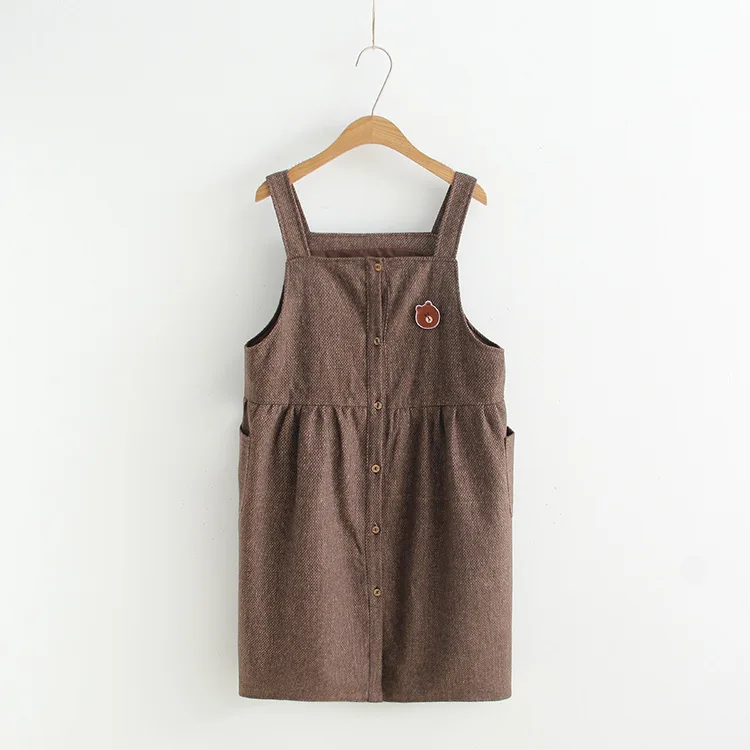 

Japanese-style Mori Girl Line Casual Artistic Brooch College Style Soft Girl Strap Dress WOMEN'S Dress 20450