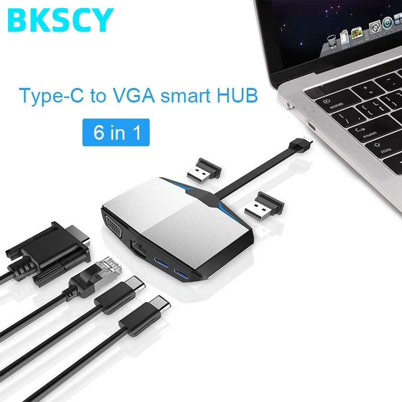 

BKSCY Type c HUB To Multi USB 3.0 Vga Adapter Dock for MacBook Pro Accessories USB-C 3.1 Splitter 3 Port Type C USB 3.0 HUB