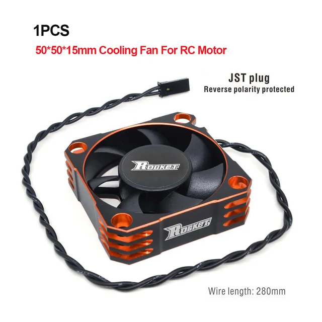 Surpass Hobby Rocket 25mm 30mm 36mm 40mm 50mm Aluminum Metal Cooling Fan For RC ESC Motor Heat Dissipation-Orange&Black 1PCS 50mm for Motor