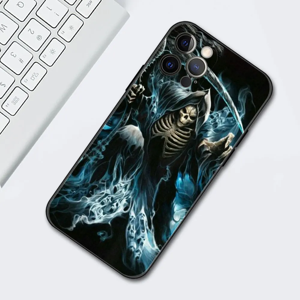 phone cases for iphone 12 mini  TPU Case for iPhone 11 12 13 Pro Max 12 Mini XR X XS MAX SE 7 8 Plus 6 6S Phone Cover Grim Reaper Skull case iphone mini 12