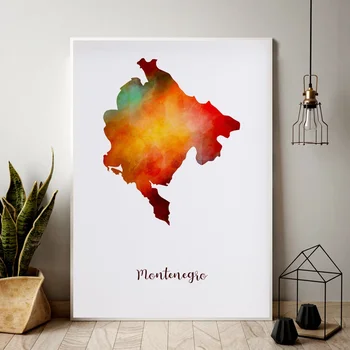 

Montenegro map watercolor Map Modern City Canvas Art Print Wall Pictures for Living Room No Frame
