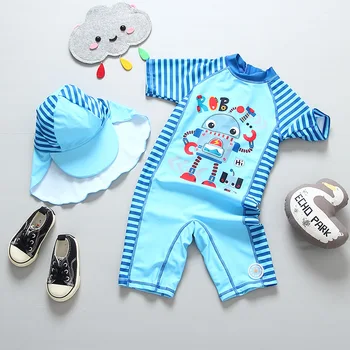 

Wyoturn Robot Pattern Printing Toddler Boy Swimwear Short Sleeve Sunscreen Boys Swimsuit Children's Rash Guards Bathing Clothes