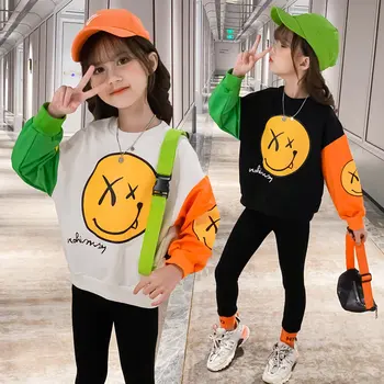 

2020 Baby New Autumn Clothing Kids Baby Girls Smile Pattern Letter Printed Hoodies Top + Leggings 2PCS Novelty Outfits Tracksuit