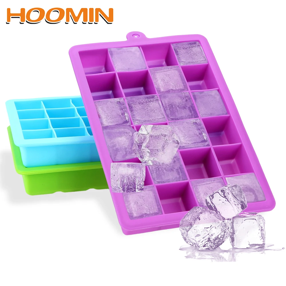 

HOOMIN Bar Party Cocktail Whisky Ice Cream Maker Silicone Ice Cube Mold DIY Ice Mold Pudding Tool 24-Hole Square Shape Ice Tray
