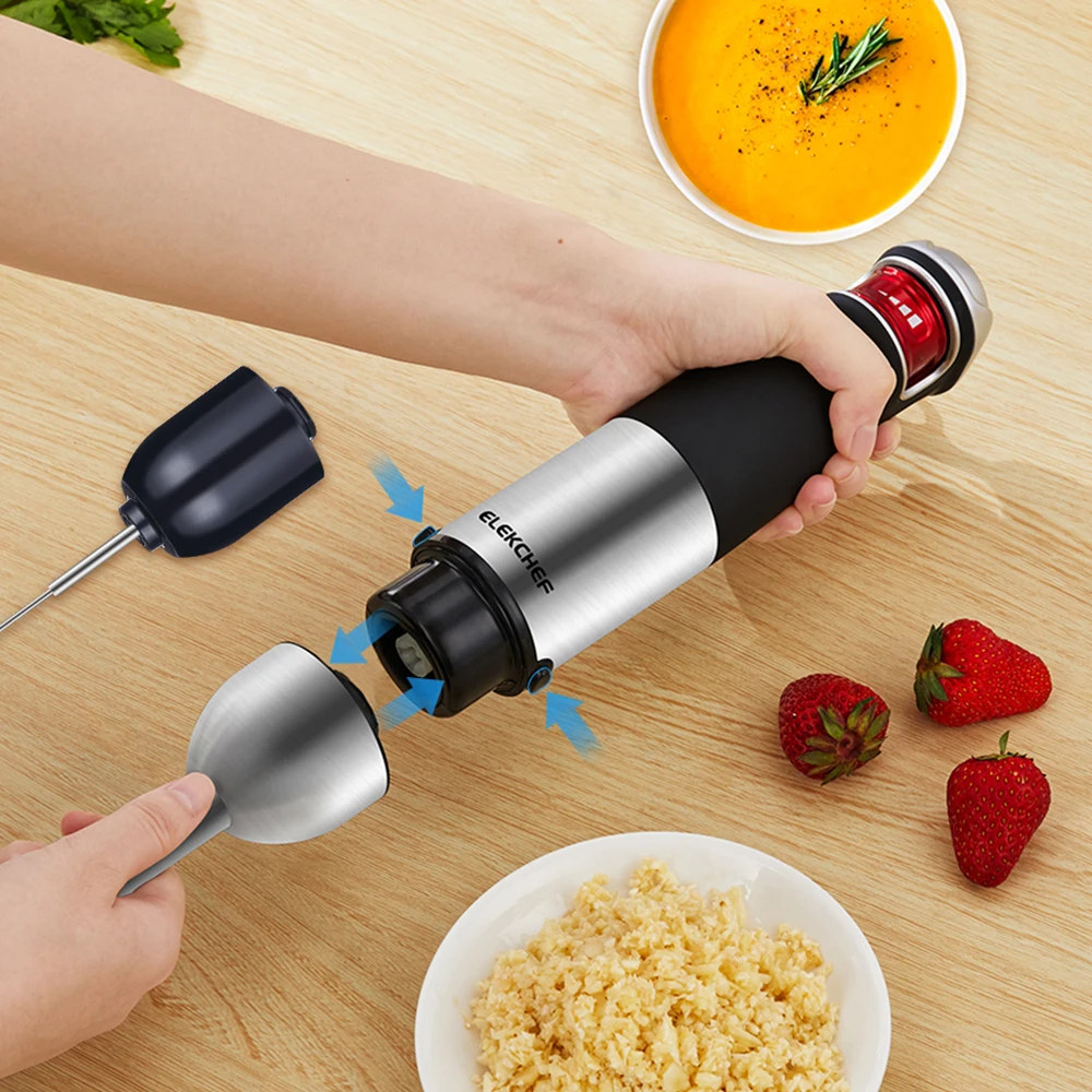 ELEKCHEF 5 in 1 Multifunctional 1200W Electric Hand Stick Blender Immersion Handheld Mixer Food Processor Chopper Beater Frother