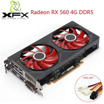 XFX Видеокарты Radeon RX 560 4 ГБ DDR5 для игровых ПК GPU 128 бит RX 560D настольные видеокарты компьютер геймер используется карта AMD RX560