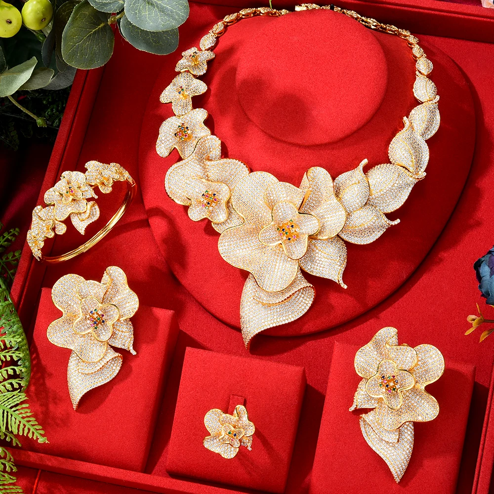 4pcs Valentine's Day Rose Flower Jewelry Set For Women