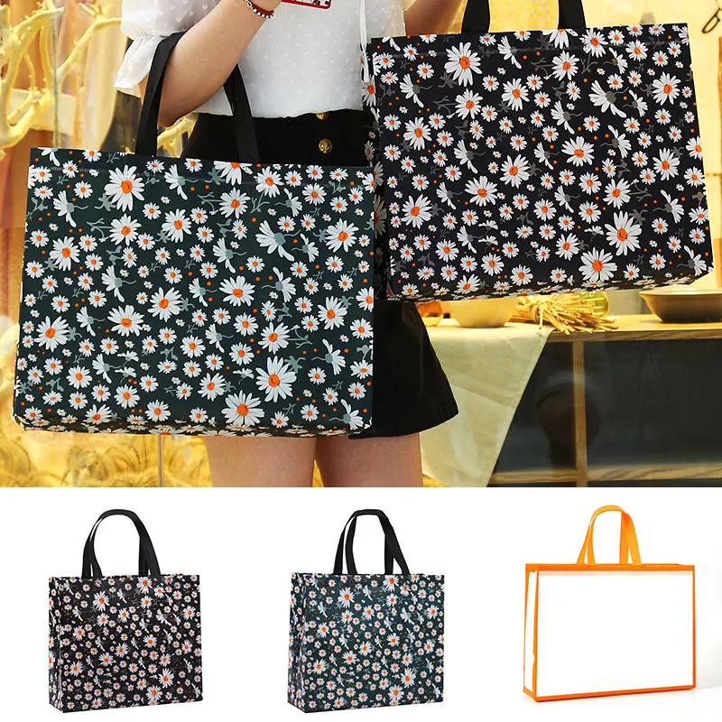 Printed Clothing Store Handbags Convenient Shopping Bags Eco-friendly Foldable Reusable Non-woven Little Daisy | Дом и сад