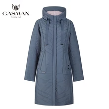 Gasman 2020 秋のファッションスリム薄型ダウンジャケット女性ポケットコートパーカーソリッドスペース綿女性ロングジャケットコート春新しい(China)