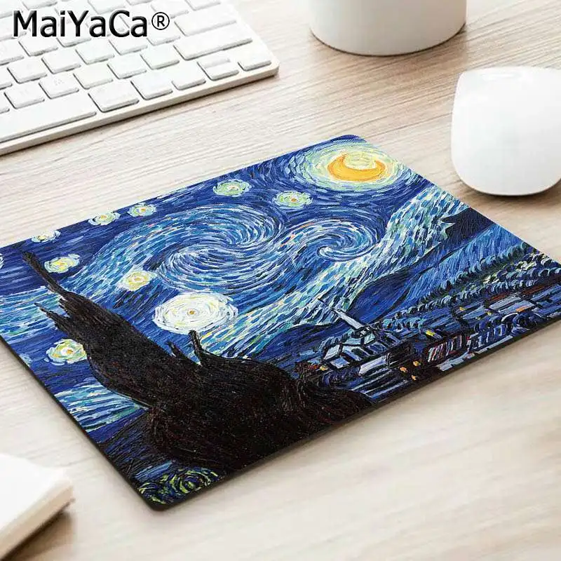 Not Lock Edge20x25cm MaiYaCa нескользящий ПК Ван Гог резиновая мышь Прочный Коврик для мыши на стол большой коврик для мыши клавиатуры коврик - Цвет: Not Lock Edge20x25cm