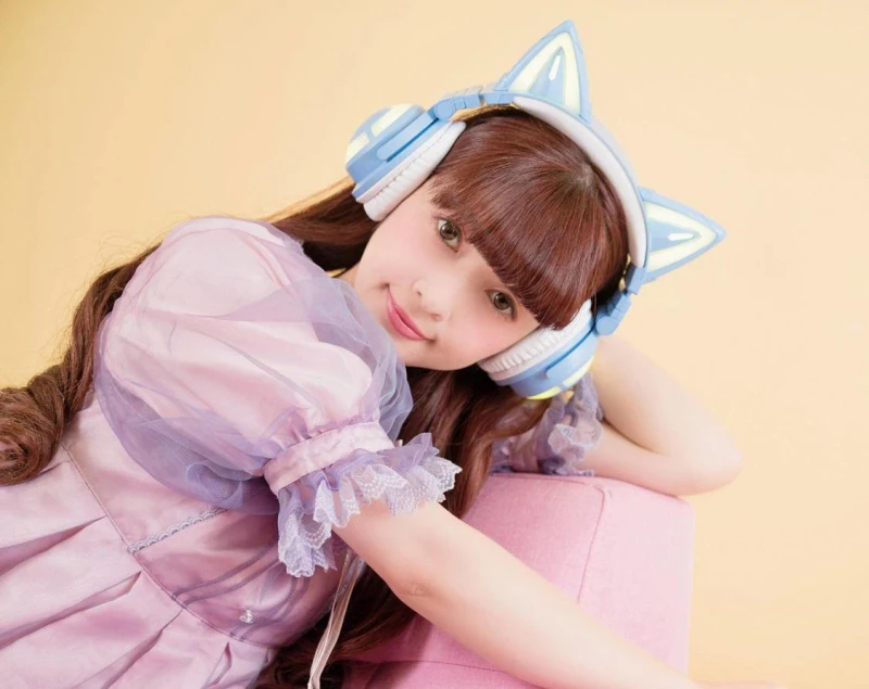 Orignal Full new YOWU 3S Cat ears Blue Wireless bluetooth headset  LED Luminescence Comics game headphone for girl