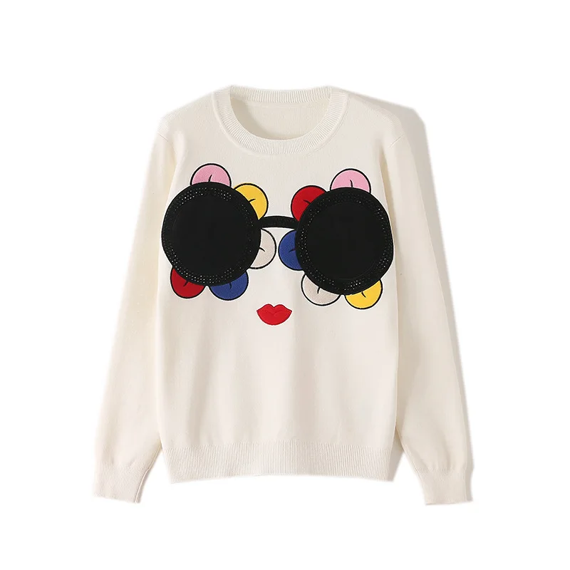 

2019 Autumn Girls Knitted Pullovers Floral Sweet Style Embroidery Sweaters Women Tops Long Sleeve Casual Outerwear HC196