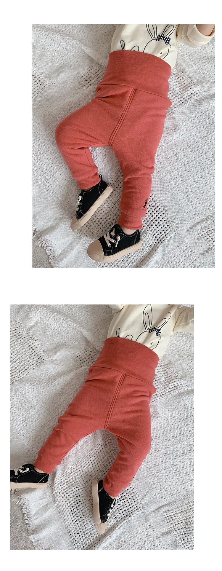 New Winter High waist Big PP Baby Full Length Pants with fur Cotton Toddler Leggings Pants Newborn Casual Trousers Loose Pants