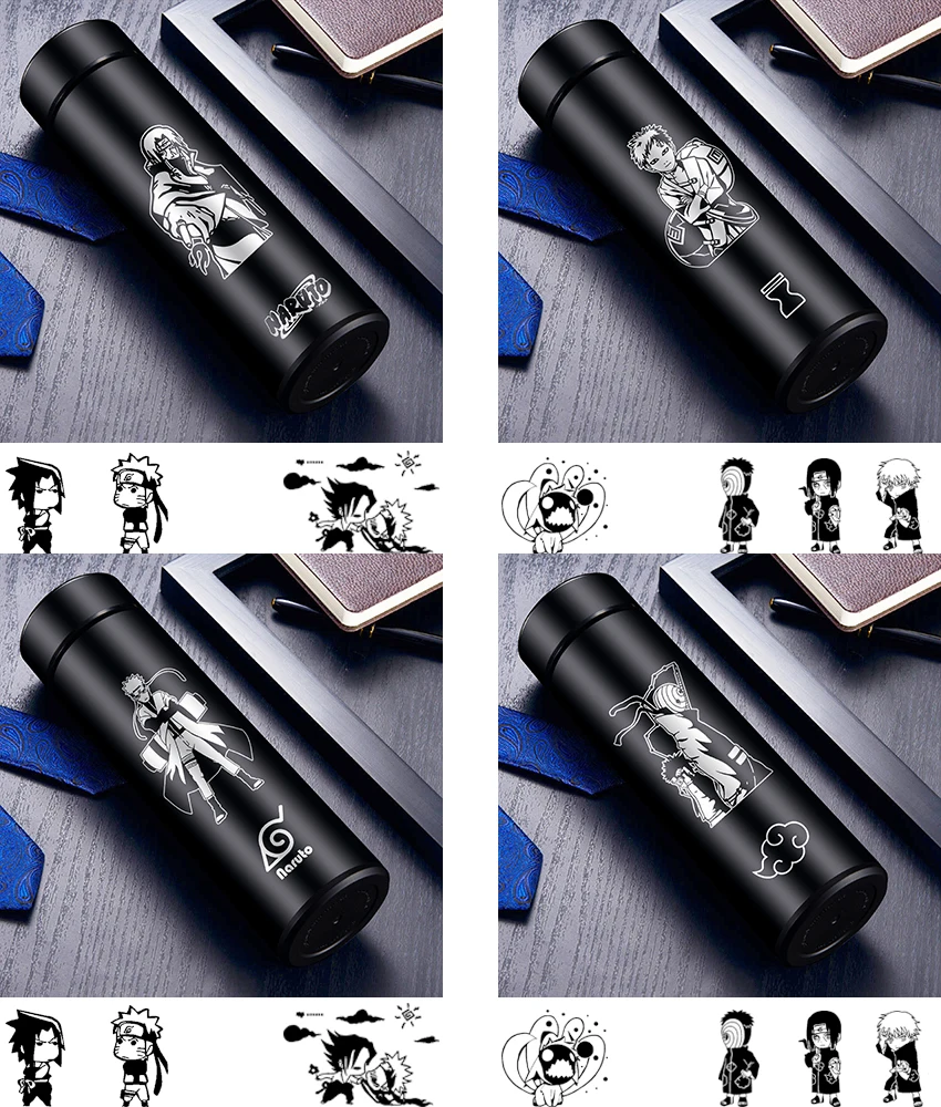Naruto - All Characters Black and White Aesthetic Water Bottles (25+ Designs)