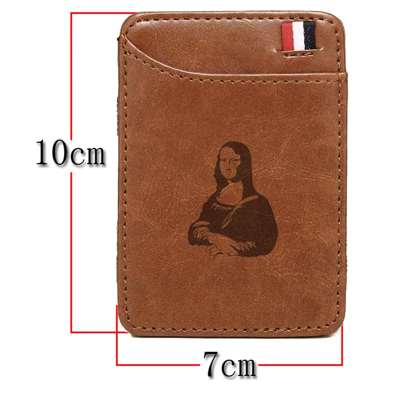 Уникальные Очаровательные кожаные Волшебные кошельки Mona Lisa, модные мужские и женские Зажимы для денег, кошелек для карт, держатель для денег