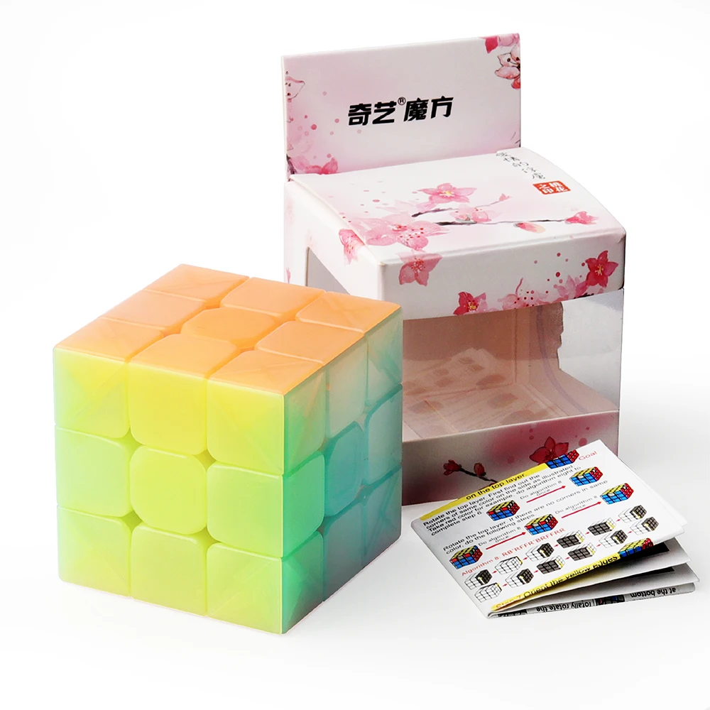 D-FantiX Qiyi Jelly Speed Cube 3x3 Qiyi Warrior W 3x3x3 Stickerless Cube Puzzle 