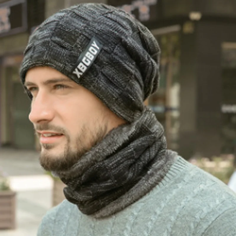 YOYOCORN зимняя шапка головной убор нагрудник костюм плюс бархат Толстая шерстяная шапка мужская и женская осенняя и зимняя мужская вязаная шапка