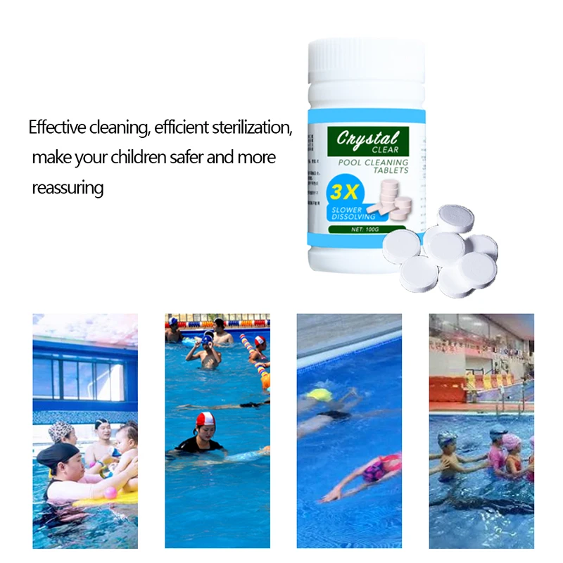 1 Bottle 100g Safe Harmless Multi-Use Cleaning Tablet Swimming Pool Effervescent Disinfectant Chlorine Tablets Bath Tub Purifier