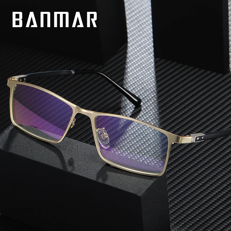 

BANMAR 2020 New Metal Frame Reading Glasses Men Anti Blue Light Business Myopia Hyperopia Glasses For Male Computer Reader