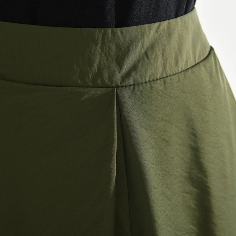 [EAM] зеленая Асимметричная сетчатая юбка с высокой эластичной резинкой на талии, женская модная юбка с разрезом, новая весенняя Осенняя коллекция JZ5240