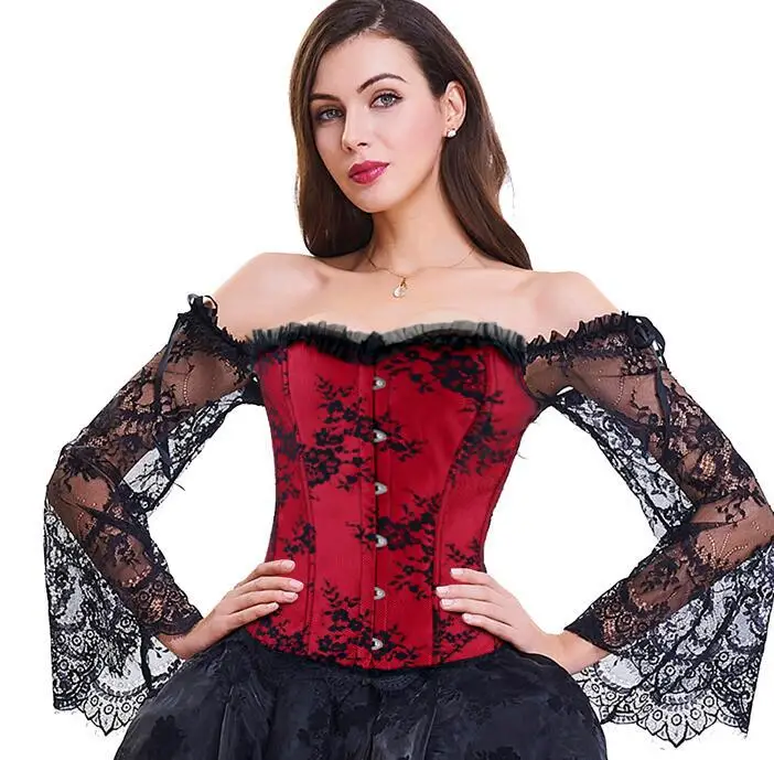 corset Стимпанк корсет сексуальный готический бюстье неровный Дворцовый стиль Топ кружевное платье без бретелек 14 стальных костей для похудения Бурлеск Одежда - Цвет: corset