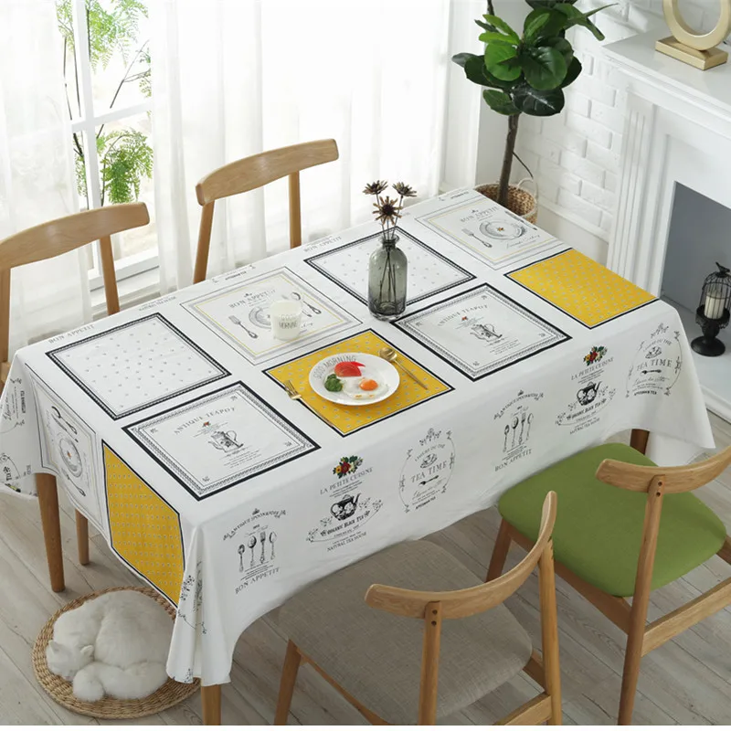 

Nordic White Yellow Tablecloth French Style Home Decor Rectangle Party Restaurant Mat Table Cover Haute Cotton Linen Table Cloth