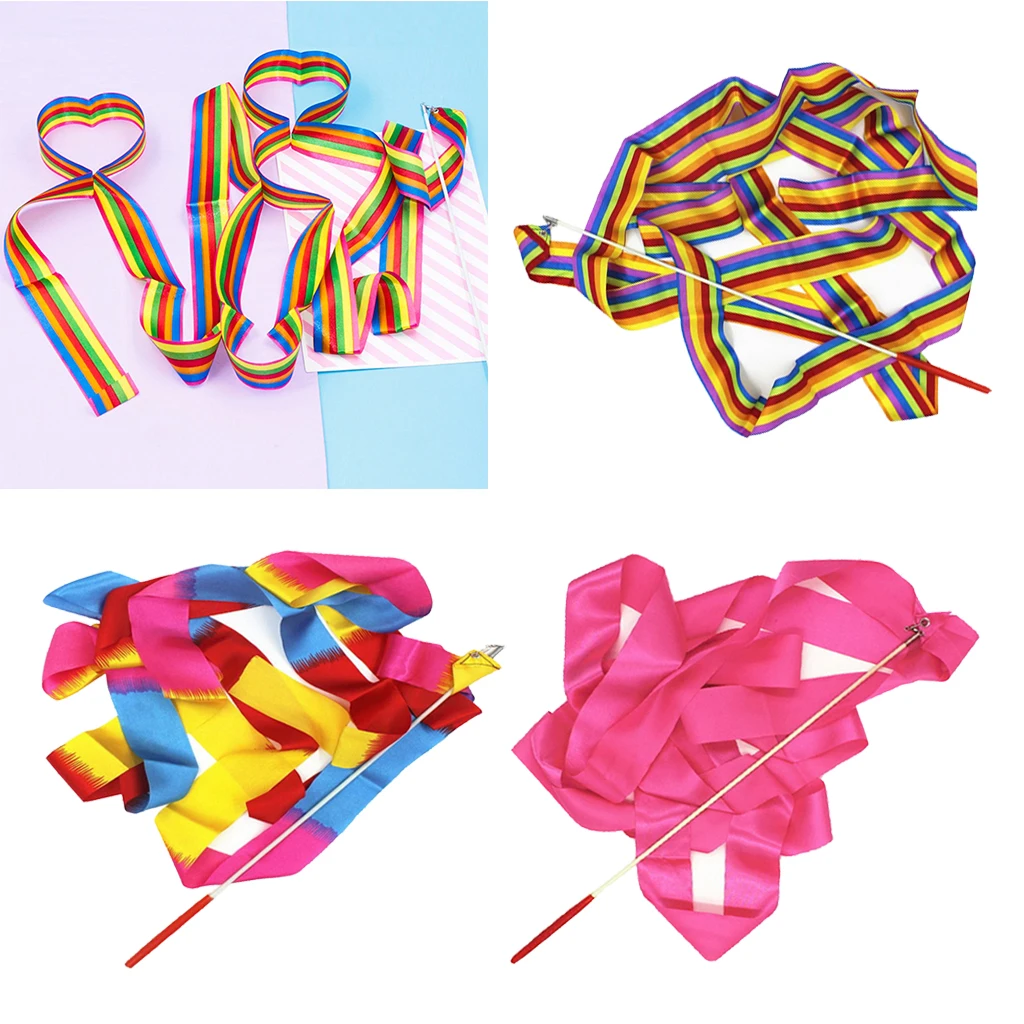 Dance Ribbons Streamers - 4Meters Unisex Kids' Gymnastics Ribbon Wands - Perfect