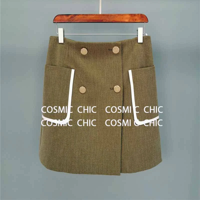 Cosmicchic/ осенне-зимний Блейзер, костюмы, Женская куртка с бантом сзади, двубортная короткая юбка, офисный костюм, женский комплект из 2 предметов