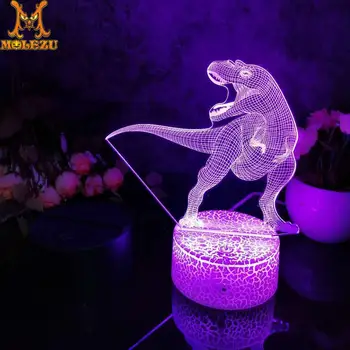 

Molezu Halloween Dinosaur 8 Pattern 3D Led Night Light Decoration Children Kids Gifts 7 Color Changing Visual Table Lamp