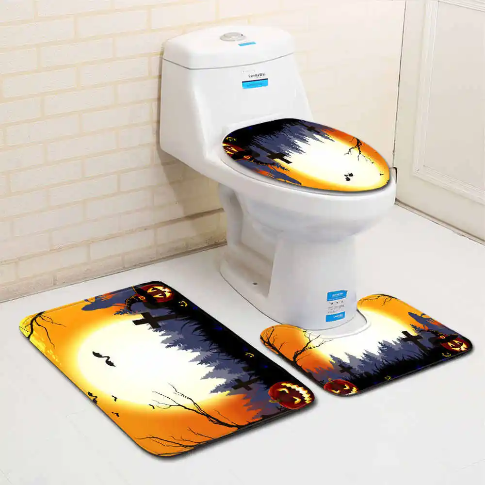 No-5 Украшение для дома, коврик для ванной, античный замок, летучие мыши, коврик для ванной, Противоскользящий коврик для туалета на Хэллоуин, набор ковров для ванной комнаты - Цвет: No-5