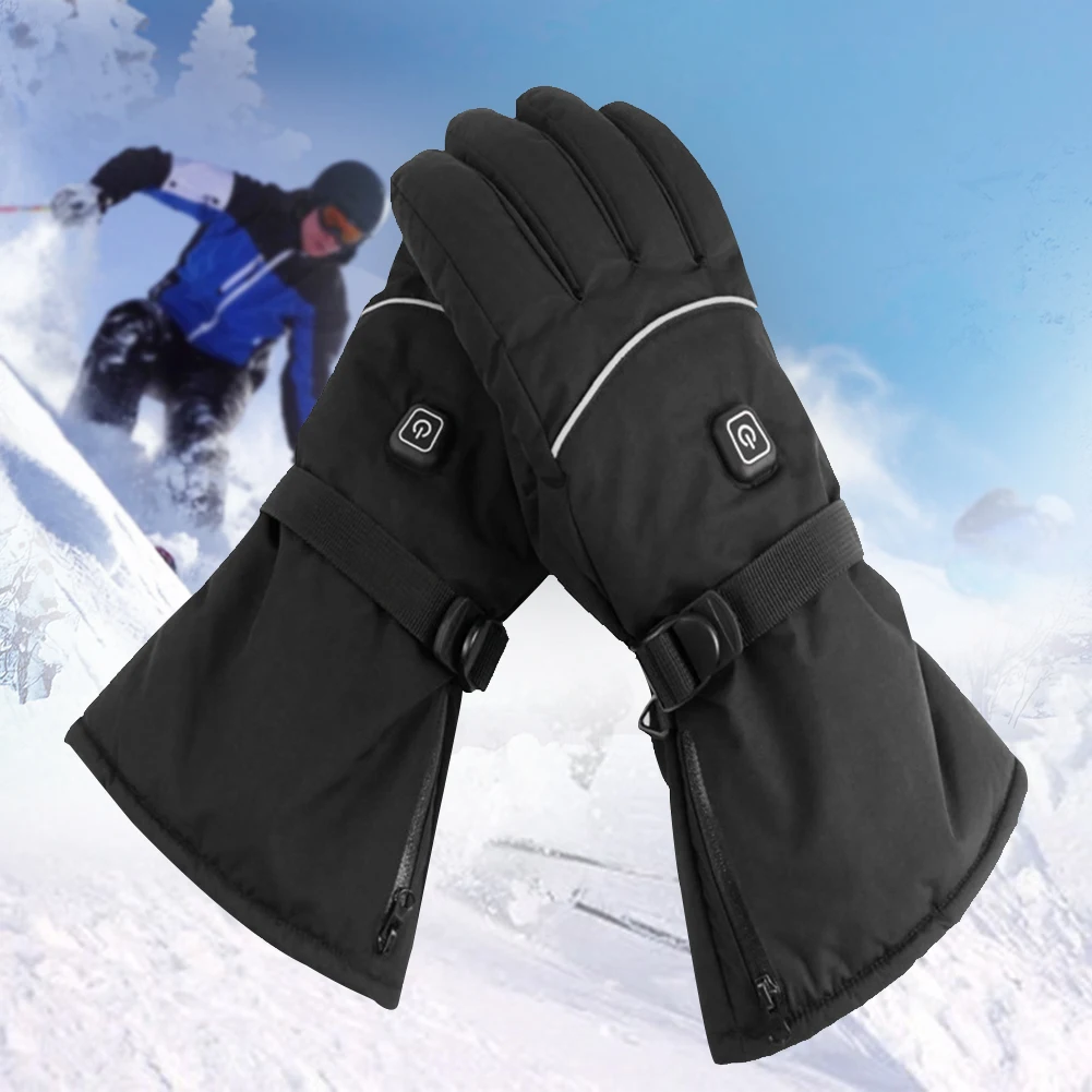 1 пара, сохраняющая тепло, для верховой езды, батарея, для зимнего альпинизма, Третий механизм, регулируемая температура, водонепроницаемые, с электрическим подогревом, перчатки для катания на лыжах