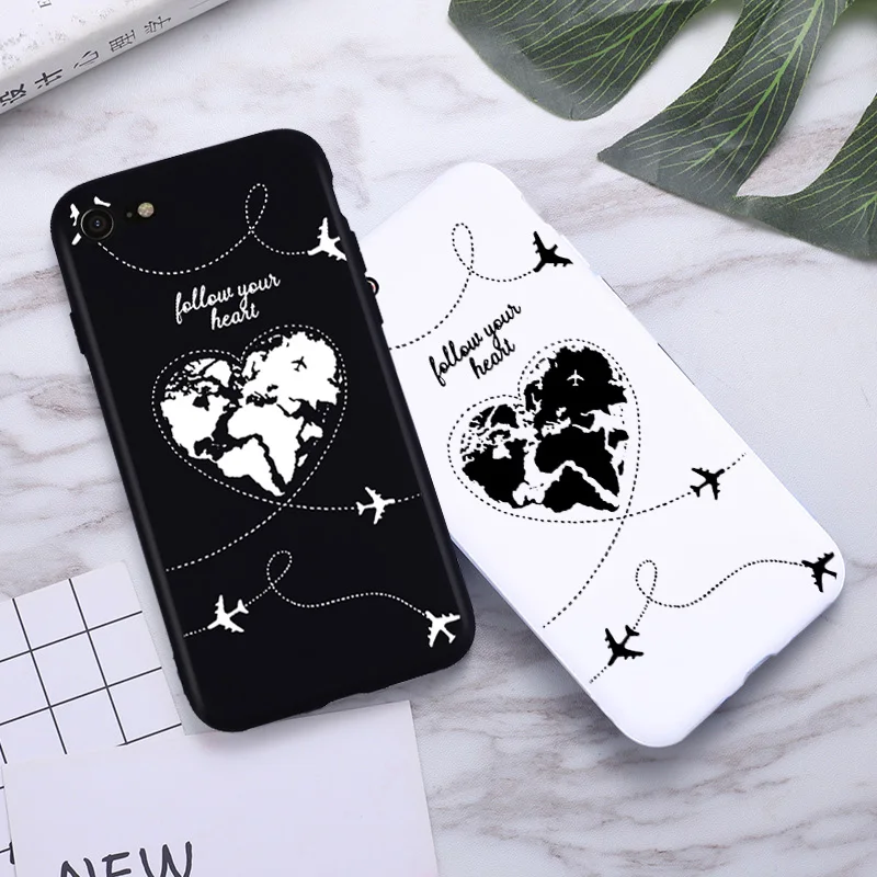 

For iPhone X XR XS MAX 8 7 6S 6 S Case Silicone World Map Travel Airplane Soft Back Cover For iPhone11 8 7 6 S Plus X Phone Case