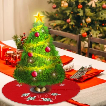 

Christmas Non-Woven Fabric Tree Skirt Ruffle Edge Xmas Tree Foot Cover Carpet Merry Christmas Decoration New Year Decoration