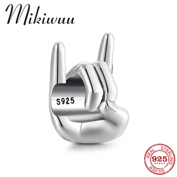 

New Real 925 Sterling Silver Charms Rock style Gesture Bead Fit Original Pandora Charm Bracelets Bangles for Jewelry Making