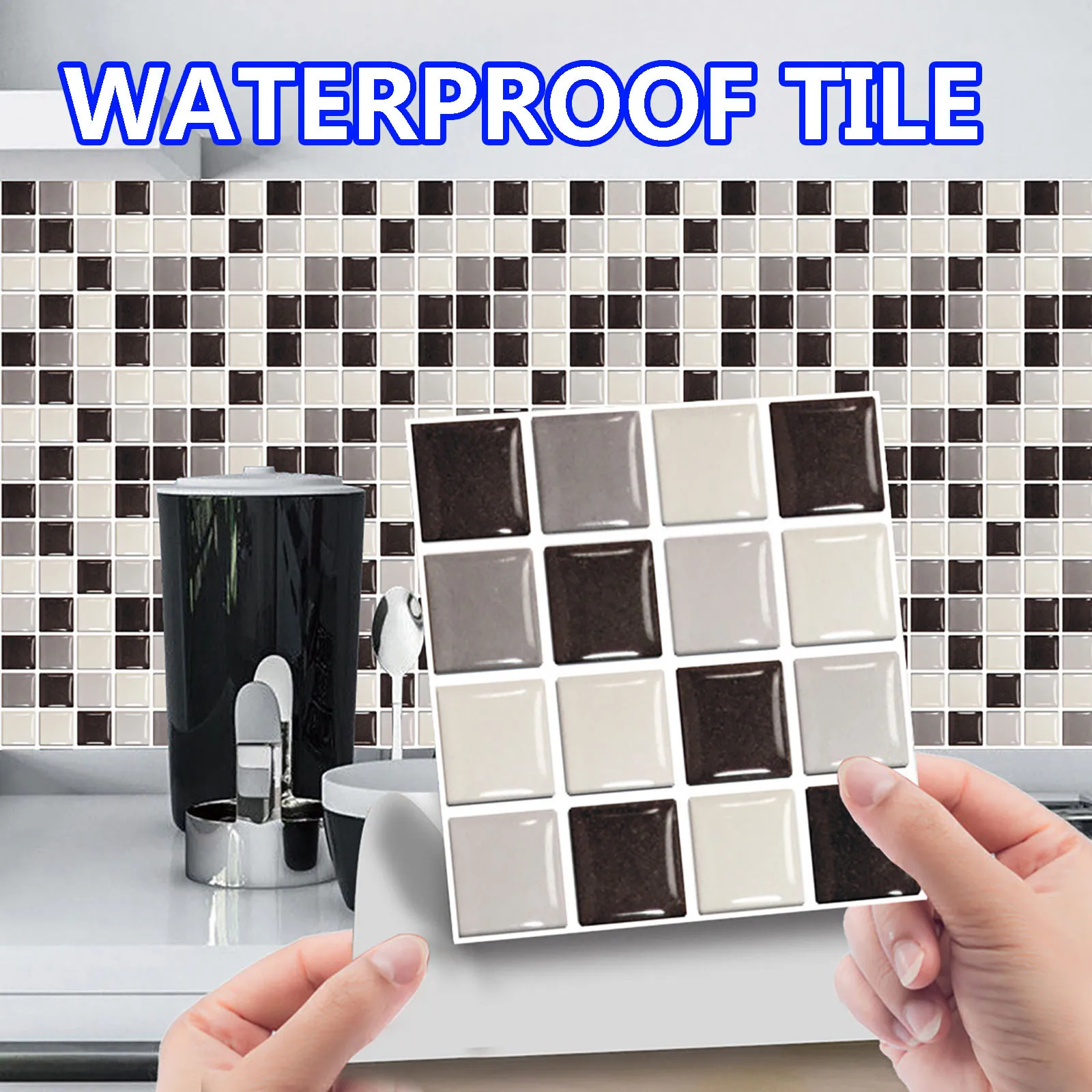 

10pc Vintage Waterproof tile stickers Mosaic crystal tile Self- adhesive kitchen Wall Stickers For Bathroom Home Sticker Decor