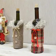 Шотландская и серая крышка бутылки вина Рождественская вечеринка год Декор Кнопка мини пальто дизайн ужин Prop Пылезащитный Чехол 17X24 см