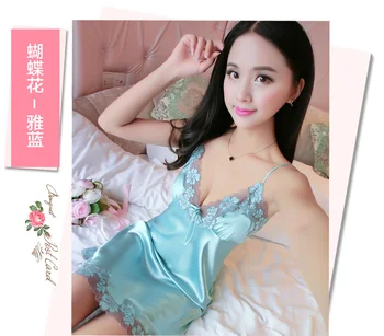 

Sleeveless Nighties V-neck Nightgown Nightdres Sleepwear Nightwear For Women Ladies Sexy Silk Satin Night Dress AZ714