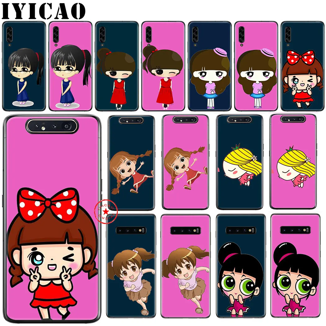 IYICAO cartoon cure girl Soft Case for Samsung Galaxy A9 A8 A7 J6 A6 Plus 2018 A3 A5 2016 2017 Silicone TPU |