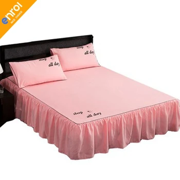 

Cotton bed skirt and bedspread three pieces of cotton sheets single Korean princess wind simmons slip protection cover