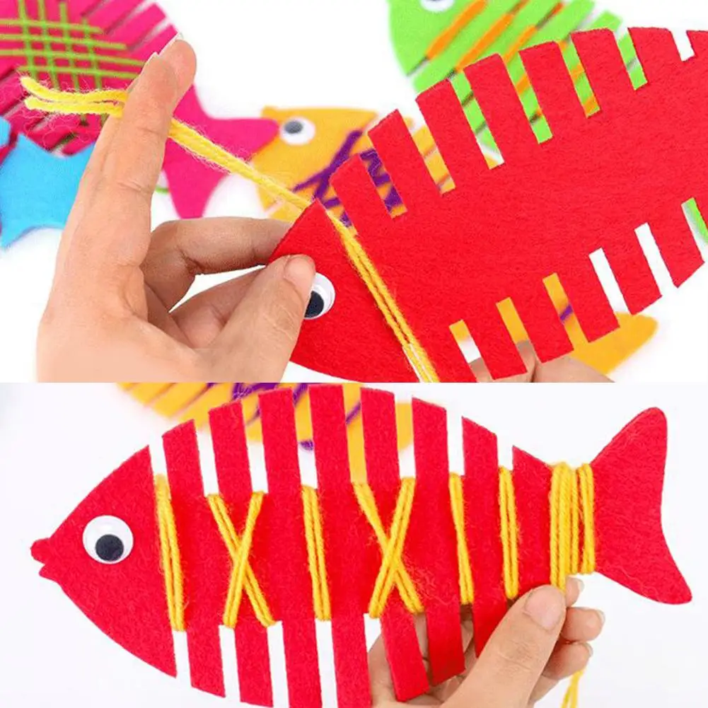 

5Pcs Fine Motor Skills Toys Fish Wrapping Thread Handmade Felt Kindergarten Teaching Aids Montessori Educational Toys
