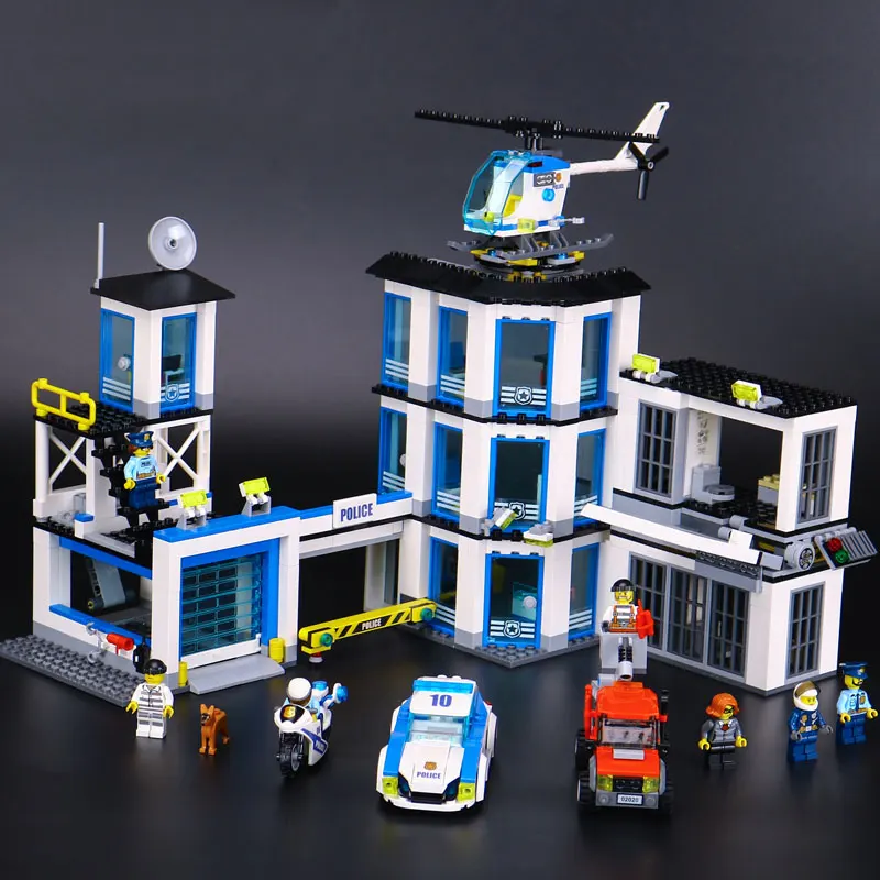 

New 02020 965Pcs City Series With 60141 Police Station Set Building Blocks Bricks Toys for Children Gifts Compatible legoing