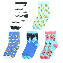 Взрослые носки с милыми животными Ленивец пончик Черный кот Нарвал Дельфин КИТ Летающий чизкейк сырный торт утенок