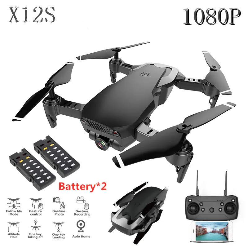 1080P-black-2B X12S мини 4K камера Дрон высокое удержание режим RC Квадрокоптер RTF WiFi FPV складной вертолет пульт дистанционного управления 1080P камера Дрон игрушка - Цвет: 1080P-black-2B