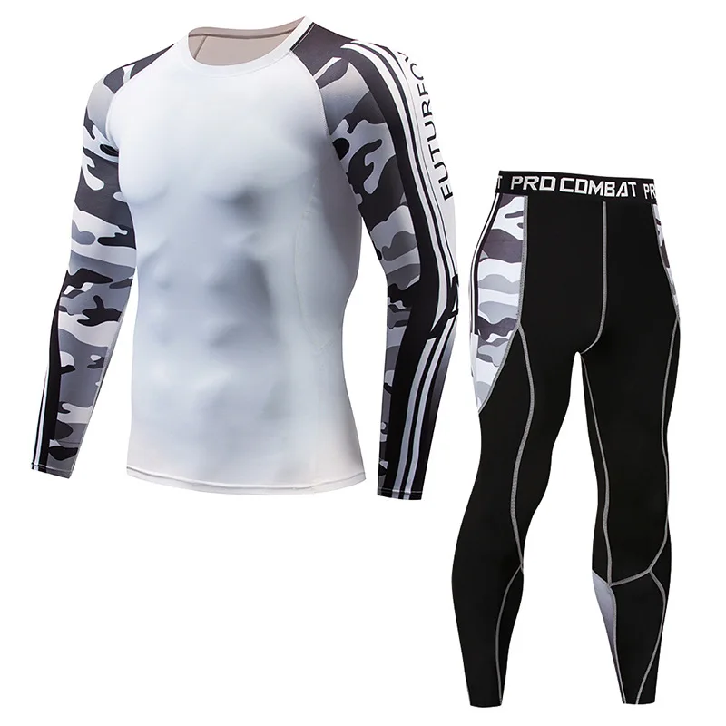 Компрессионные для ММА наборы Rashguard футболка+ брюки Rashguard спортивный костюм Muay Thai Bjj боксерские майки MMA одежда спортивный костюм - Цвет: E