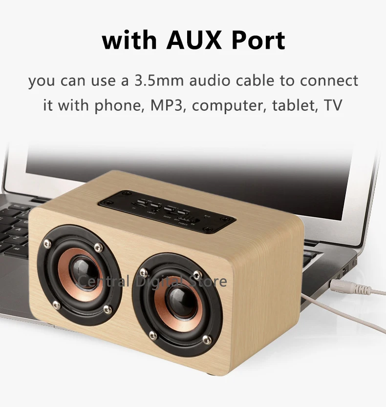 Ретро деревянный стерео Bluetooth динамик маленький мощный HiFi 10 Вт портативный домашний микрофон Колонка сабвуфер перезаряжаемый саундбокс