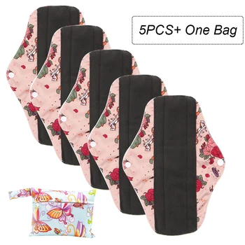

5pcs Reusable Sanitary Pads Cloth Menstrual Pads Washable Pads With Absorbency With Bag Soft Safe Napkins