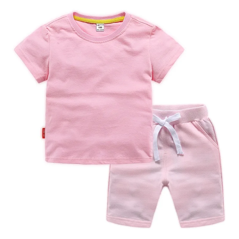 kids T-shirt Children Suits Cotton Summer Boy/Girl Soft T-shirt +Beach Shorts Suit Kids Solid Infant Toddler Clothes Hot Cheap Stuff For 2-12 Clothing Sets expensive Clothing Sets