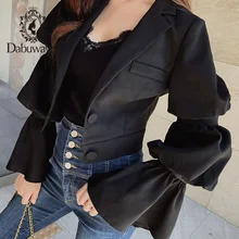 Dabuwawa элегантный однобортный женский костюм с рюшами на рукавах, офисный Повседневный Блейзер, осенне-зимний тонкий костюм для девушек DN1CJK006