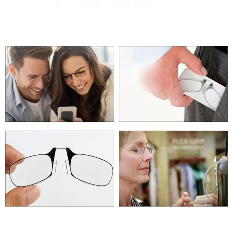 Мини карманный складной зажим нос очки для чтения брелок черная рамка для чтения