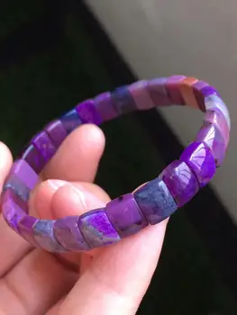 

Certificate Natural Sugilite Blue Purple Gemstone Bracelet 8.4mm Beads Rectangle Bead Women Charms Bracelet AAAAA